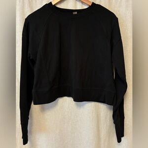 Sweaty Betty 100% Cotton Cropped Black Sweatshirt with Thumb Holes